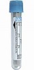 Collection tube with blue top.